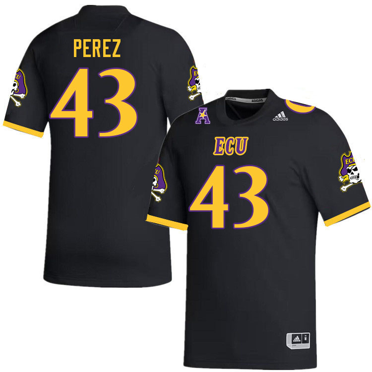 Men #43 Noah Perez ECU Pirates College Football Jerseys Stitched-Black